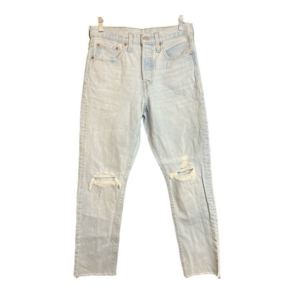 Levi’s Premium Light Wash Distressed Raw Hem 501 S Skinny 27x32 CH1 - Picture 1 of 5